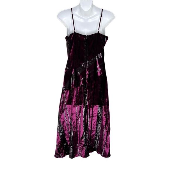 PARKER Selma V-neck Velvet Metallic Dress Cordovan Size 00 - Picture 5 of 14